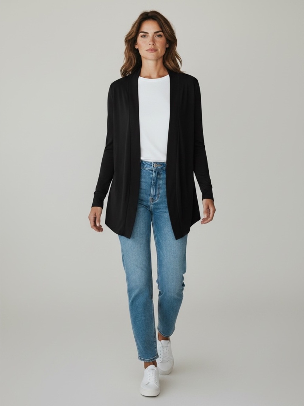 Express Lightweight Cotton Cardigan Draped Open Front Sweater Black Size Small